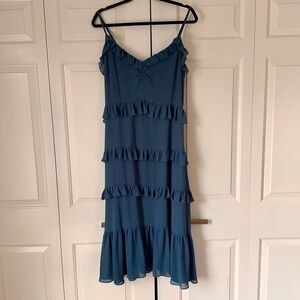 Michael Michael Kors Blue Ruffle Tier Dress | Size Large